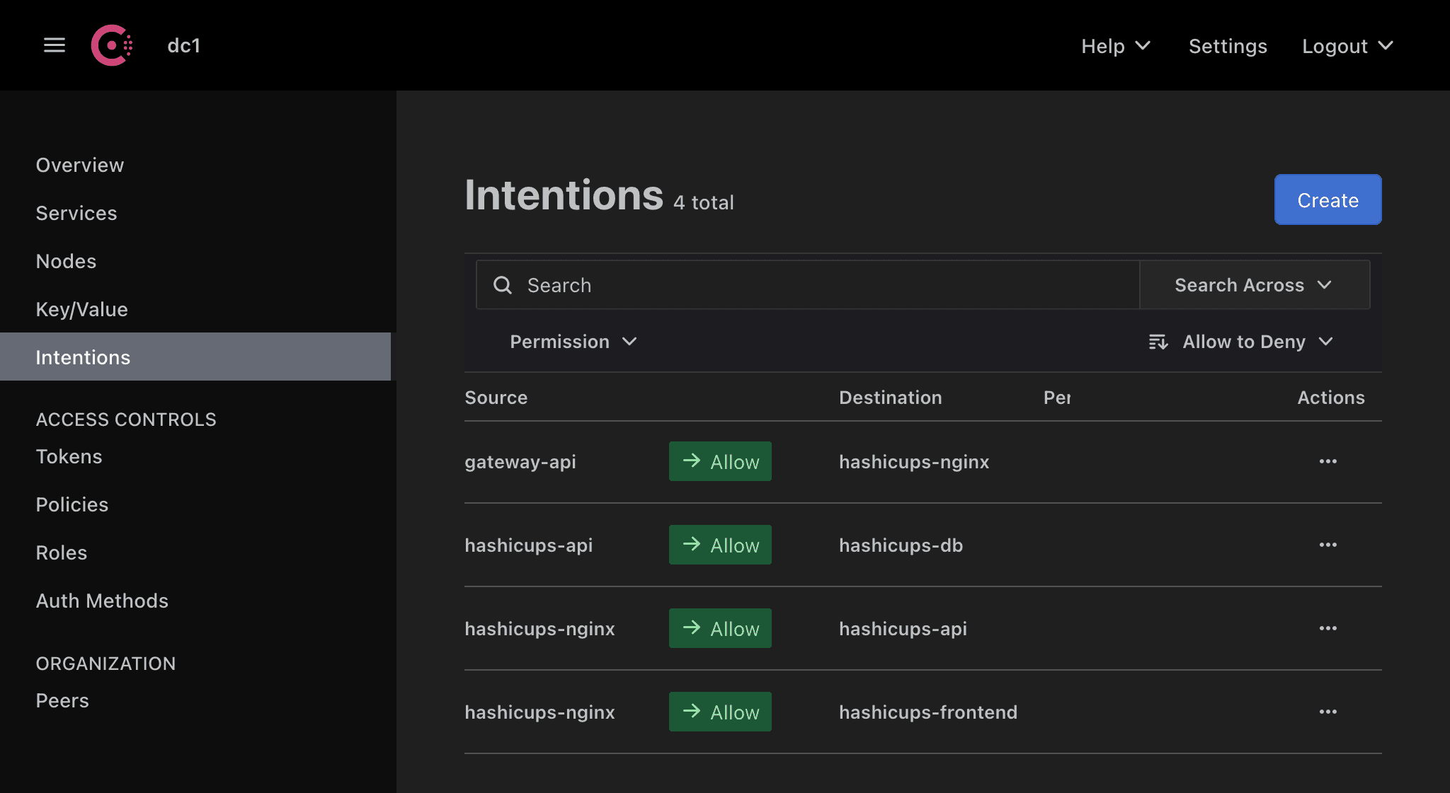 Intentions page - Allow only specified